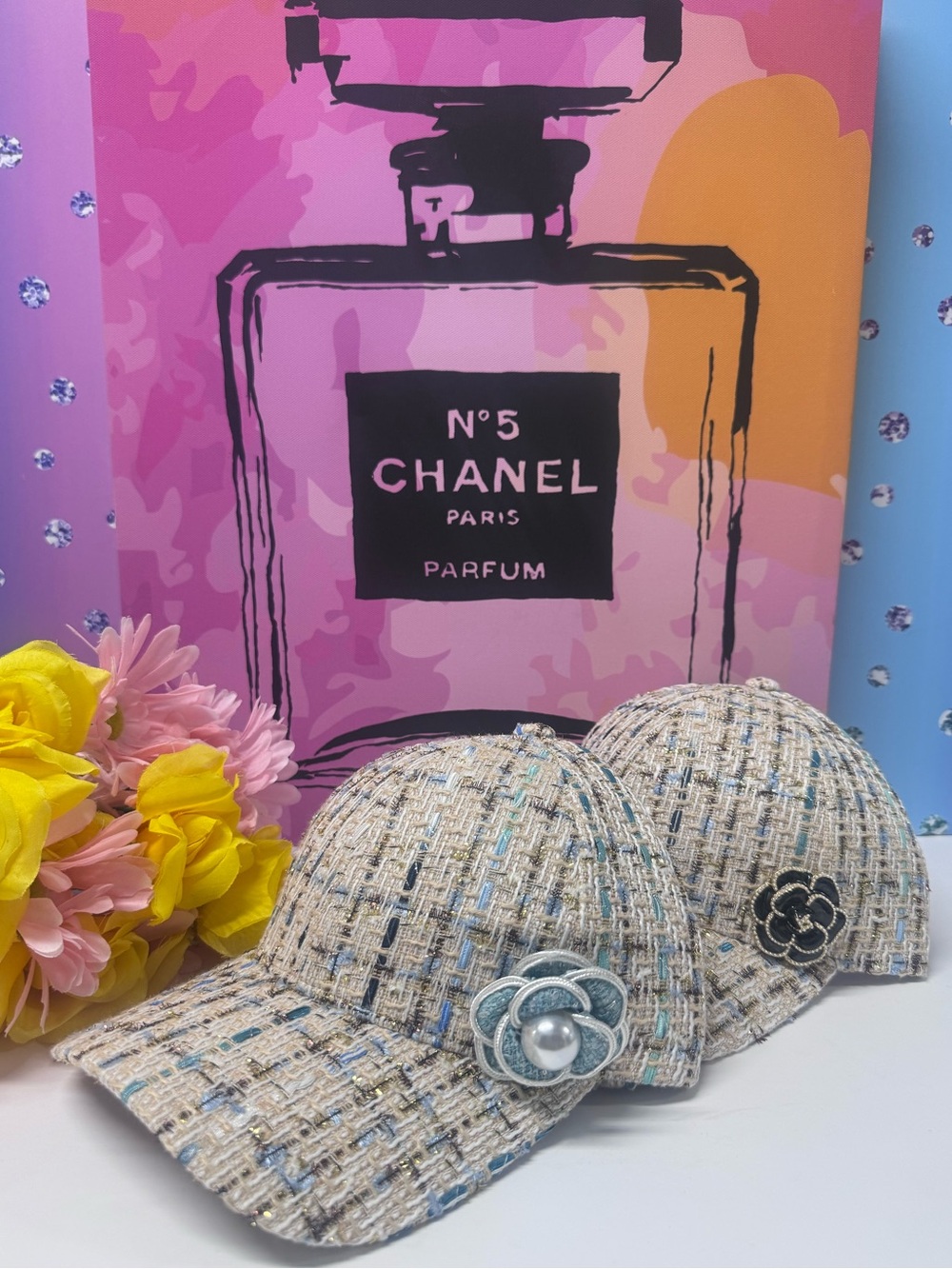 🌺OOAK TWEED CAMELLIA FLOWER HAT